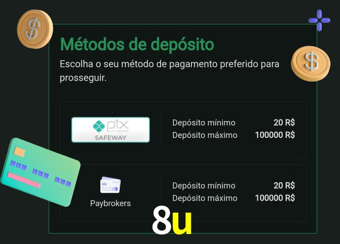 O cassino 8u oferece uma grande variedade de métodos de pagamento